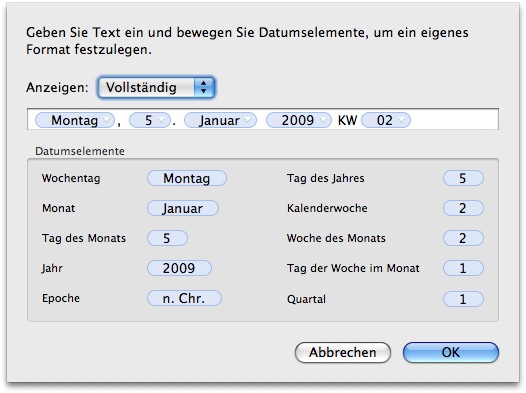 OS X > Systemeinstellungen > Landeseinstellungen > Formate