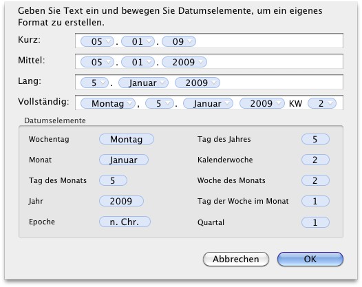 OS X > Systemeinstellungen > Sprache & Text > Formate