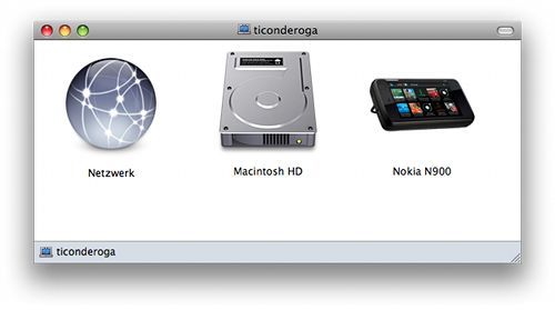 Nokia N900 als Wechseldatenträger im Mac OS X Finder