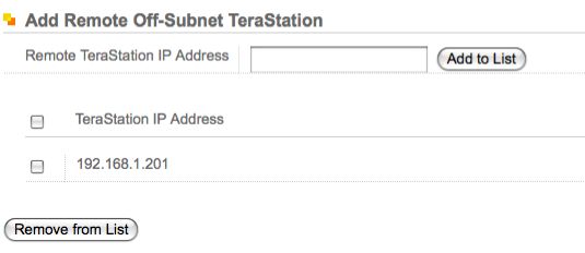 Terastation Web GUI: Add Remote Terastation